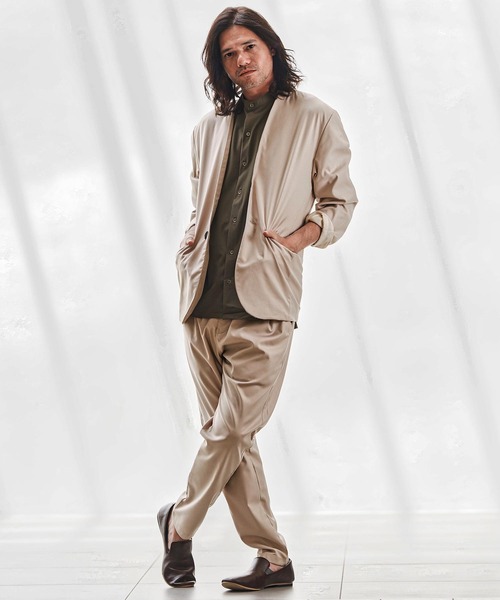 CAMBIO（カンビオ）の「mj10744-TRノーカラージャケット（ノーカラージャケット・メンズ・ベージュ/グレー/ブラック・L/M/S）」の16枚目の写真