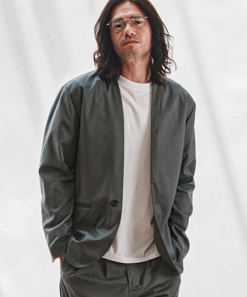 CAMBIO（カンビオ）の「mj10744-TRノーカラージャケット（ノーカラージャケット・メンズ・ベージュ/グレー/ブラック・L/M/S）」の13枚目の写真