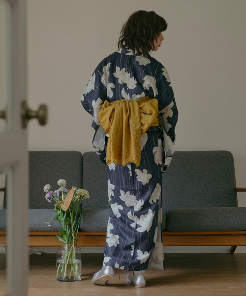 セール】nuance line lotus yukata / ニュアンスラインロウタス