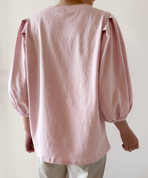 Doux Belle（ドゥーベル）の「ボリュームスリーブ 7分袖トップス（Tシャツ/カットソー・レディース・ホワイト/ブラウン/ピンク/ベージュ/ブラック/ブルー/グレー・MEDIUM）」の12枚目の写真