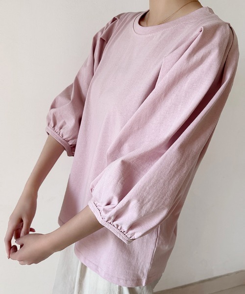 Doux Belle（ドゥーベル）の「ボリュームスリーブ 7分袖トップス（Tシャツ/カットソー・レディース・ホワイト/ブラウン/ピンク/ベージュ/ブラック/ブルー/グレー・MEDIUM）」の13枚目の写真