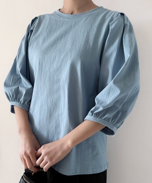 Doux Belle（ドゥーベル）の「ボリュームスリーブ 7分袖トップス（Tシャツ/カットソー・レディース・ホワイト/ブラウン/ピンク/ベージュ/ブラック/ブルー/グレー・MEDIUM）」の16枚目の写真