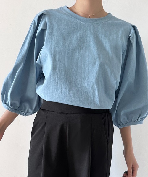 Doux Belle（ドゥーベル）の「ボリュームスリーブ 7分袖トップス（Tシャツ/カットソー・レディース・ホワイト/ブラウン/ピンク/ベージュ/ブラック/ブルー/グレー・MEDIUM）」の18枚目の写真