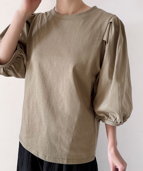 Doux Belle（ドゥーベル）の「ボリュームスリーブ 7分袖トップス（Tシャツ/カットソー・レディース・ホワイト/ブラウン/ピンク/ベージュ/ブラック/ブルー/グレー・MEDIUM）」の20枚目の写真