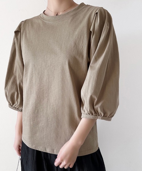 Doux Belle（ドゥーベル）の「ボリュームスリーブ 7分袖トップス（Tシャツ/カットソー・レディース・ホワイト/ブラウン/ピンク/ベージュ/ブラック/ブルー/グレー・MEDIUM）」の22枚目の写真