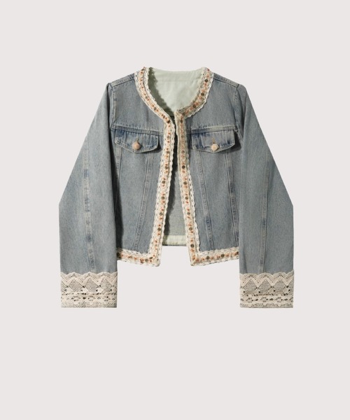 ❤️アルベロベロ　ビーズ装飾デニムジャケット❤️ Romantic Beads Deco Denim Jacket（デニムジャケット）｜LA