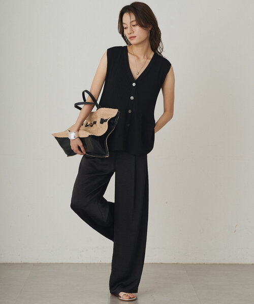 新品　Loungedress ペプラムニット　ラウンジドレス　ブラック ペプラム衿カーデ | LOUNGEDRESS(ラウンジドレス)レディース