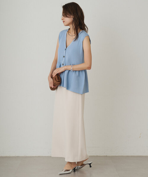 ペプラムノースリニット　ラウンジドレス セール】ペプラムノースリニット（ニット/セーター