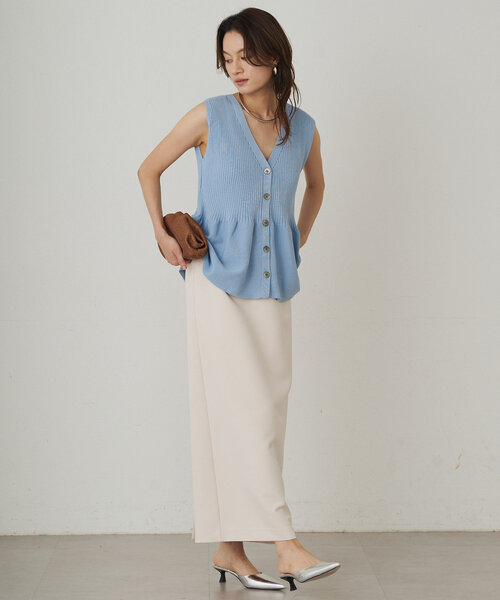 ペプラムノースリニット　ラウンジドレス LOUNGEDRESS（ラウンジドレス）の「ペプラムノースリニット