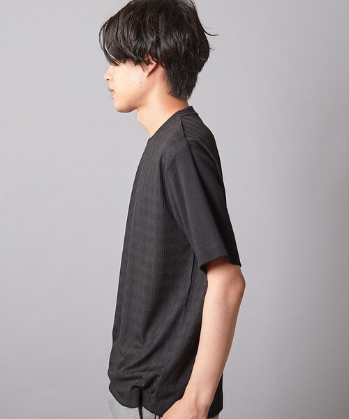 UNION STATION（ユニオンステーション）の「チェックジャガード×袖ポンチ 異素材Tシャツ（Tシャツ/カットソー・メンズ・ホワイト/ネイビー/ブラック・M/L/LL）」の22枚目の写真