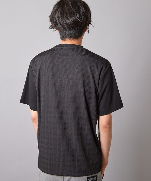 UNION STATION（ユニオンステーション）の「チェックジャガード×袖ポンチ 異素材Tシャツ（Tシャツ/カットソー・メンズ・ホワイト/ネイビー/ブラック・M/L/LL）」の11枚目の写真