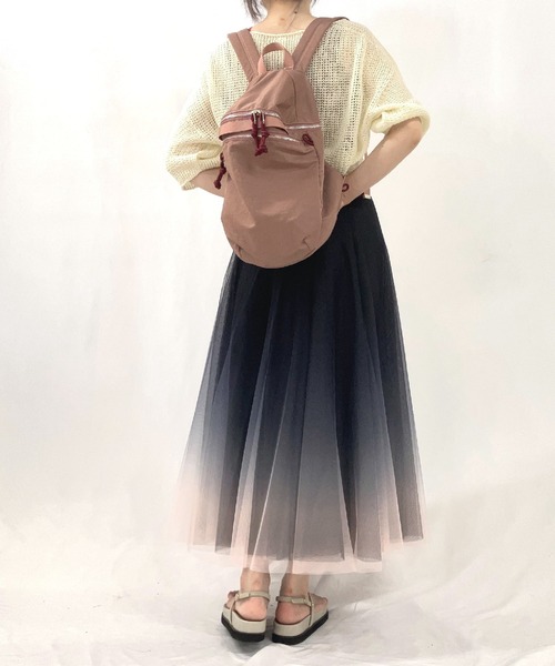 Q（キュー）の「ストローヤーン5分袖ニット（ニット/セーター・レディース・パープル/ホワイト/ライトグレー・MEDIUM）」の11枚目の写真