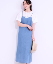 【S-LL】女性らしさ漂う ライトデニム Aラインキャミワンピース