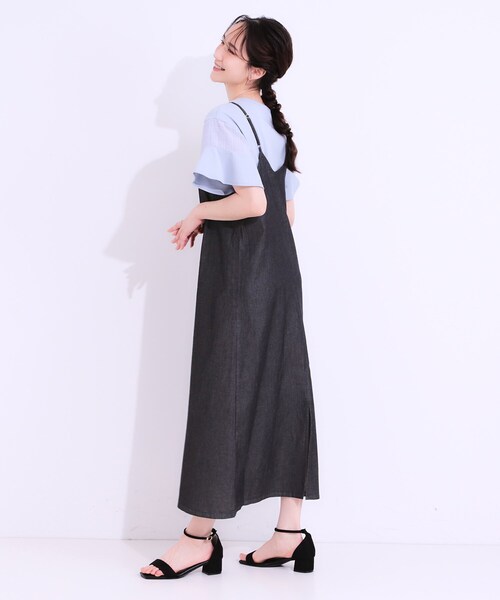 極美品　AIMER ブルーキャミワンピース セール 30%OFF】レースプルオーバー＋フレアキャミキャミ