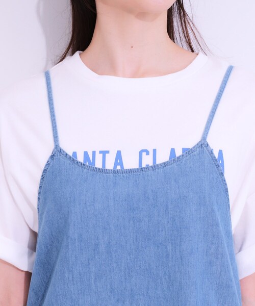 SHOO・LA・RUE(シューラルー)の「【S-LL】女性らしさ漂う ライトデニム Aラインキャミワンピース(ワンピース・レディース・ネイビー/ライトブルー/ブラック・04/03/02/01)」の4枚目の写真