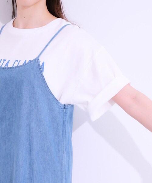 SHOO・LA・RUE(シューラルー)の「【S-LL】女性らしさ漂う ライトデニム Aラインキャミワンピース(ワンピース・レディース・ネイビー/ライトブルー/ブラック・04/03/02/01)」の5枚目の写真