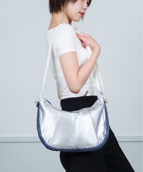 【直営・関税送料込】Half Moon ショルダーバッグ florist｜撥水加工/2WAY/カジュアルナイロンハーフムーンバッグ