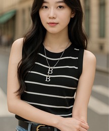 M2SUQARED（エムツースクエア）の「【M2SUQARED/エムツースクエア】ニットタンクトップ　ボーダー/無地（タンクトップ）」