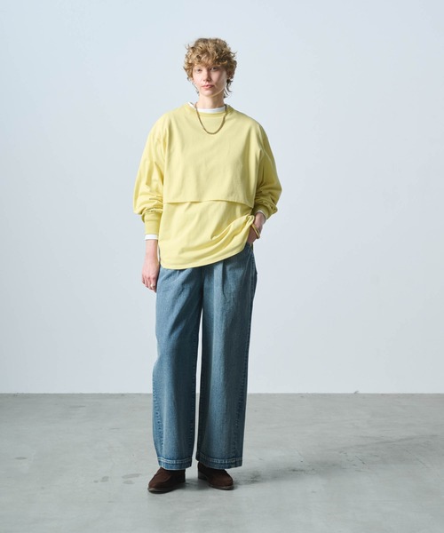 kha:ki（カーキ）の「「KHA:KI / カーキ」LAYRED TOP（Tシャツ/カットソー・レディース・ブラック/グレイッシュベージュ/ホワイト/イエロー系・1）」の5枚目の写真