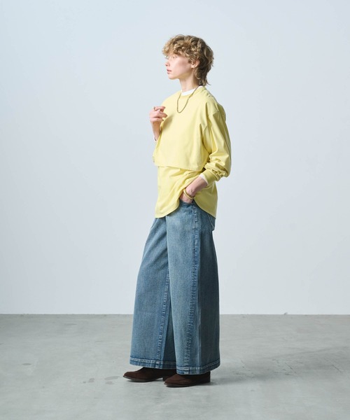 kha:ki（カーキ）の「「KHA:KI / カーキ」LAYRED TOP（Tシャツ/カットソー・レディース・ブラック/グレイッシュベージュ/ホワイト/イエロー系・1）」の6枚目の写真