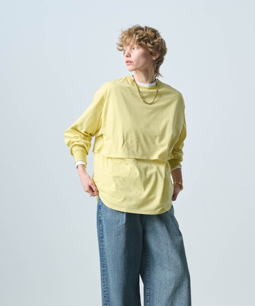 kha:ki（カーキ）の「「KHA:KI / カーキ」LAYRED TOP（Tシャツ/カットソー・レディース・ブラック/グレイッシュベージュ/ホワイト/イエロー系・1）」の7枚目の写真