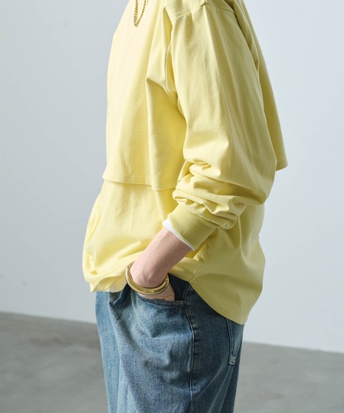 kha:ki（カーキ）の「「KHA:KI / カーキ」LAYRED TOP（Tシャツ/カットソー・レディース・ブラック/グレイッシュベージュ/ホワイト/イエロー系・1）」の9枚目の写真