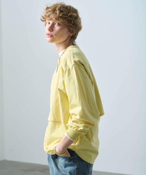 kha:ki（カーキ）の「「KHA:KI / カーキ」LAYRED TOP（Tシャツ/カットソー・レディース・ブラック/グレイッシュベージュ/ホワイト/イエロー系・1）」の10枚目の写真