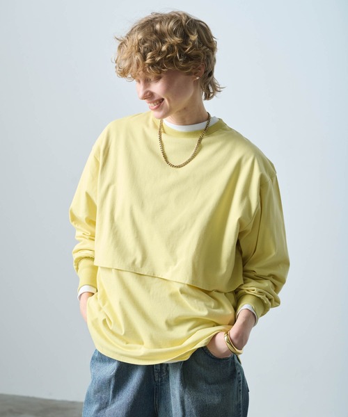 kha:ki（カーキ）の「「KHA:KI / カーキ」LAYRED TOP（Tシャツ/カットソー・レディース・ブラック/グレイッシュベージュ/ホワイト/イエロー系・1）」の11枚目の写真