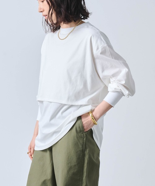 kha:ki（カーキ）の「「KHA:KI / カーキ」LAYRED TOP（Tシャツ/カットソー・レディース・ブラック/グレイッシュベージュ/ホワイト/イエロー系・1）」の14枚目の写真