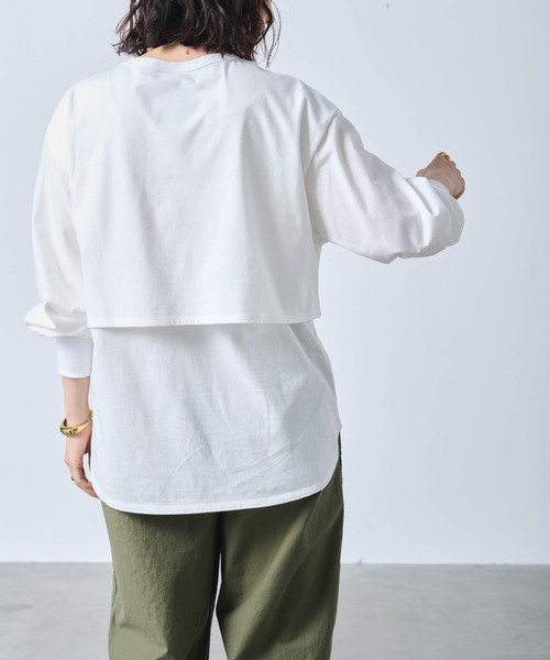 kha:ki（カーキ）の「「KHA:KI / カーキ」LAYRED TOP（Tシャツ/カットソー・レディース・ブラック/グレイッシュベージュ/ホワイト/イエロー系・1）」の18枚目の写真