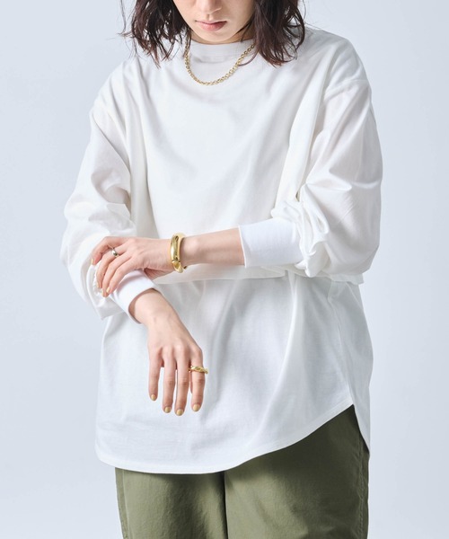 kha:ki（カーキ）の「「KHA:KI / カーキ」LAYRED TOP（Tシャツ/カットソー・レディース・ブラック/グレイッシュベージュ/ホワイト/イエロー系・1）」の19枚目の写真