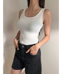 スリムフィット無地タンクトップ/slimfit round tank