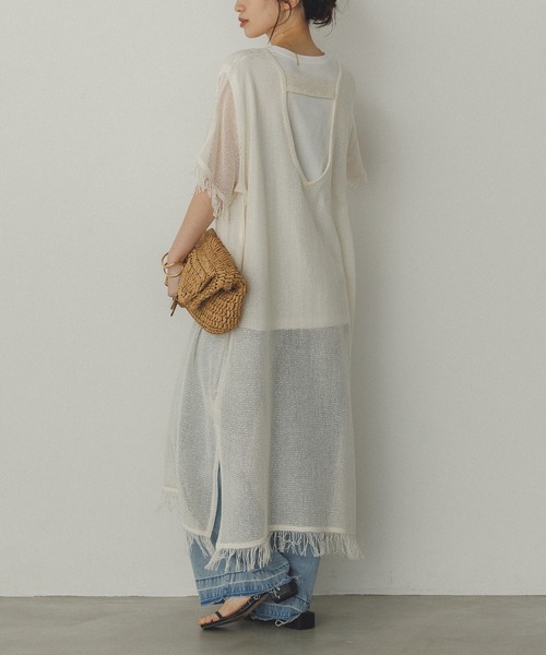 hunch（ハンチ）の「メッシュ ジレワンピース（ワンピース・レディース・オフホワイト/ベージュ/ブラック・FREE）」の10枚目の写真