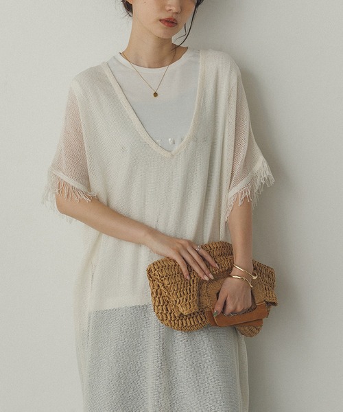 hunch（ハンチ）の「メッシュ ジレワンピース（ワンピース・レディース・オフホワイト/ベージュ/ブラック・FREE）」の14枚目の写真