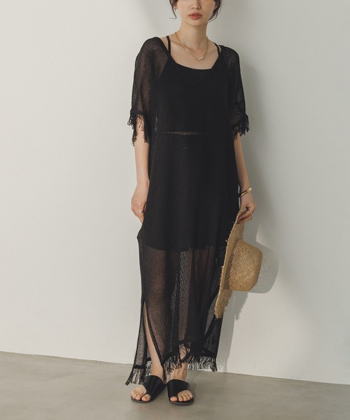 hunch（ハンチ）の「メッシュ ジレワンピース（ワンピース・レディース・オフホワイト/ベージュ/ブラック・FREE）」の20枚目の写真