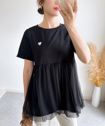 【ZOZO限定】チュールバルーンハート刺繍Tシャツ