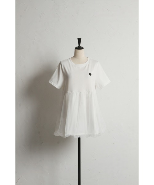 &. NOSTALGIA(アンドドットノスタルジア)の「【ZOZO限定】チュールバルーンハート刺繍Tシャツ(Tシャツ/カットソー・レディース・ブラック/ホワイト・M)」の17枚目の写真
