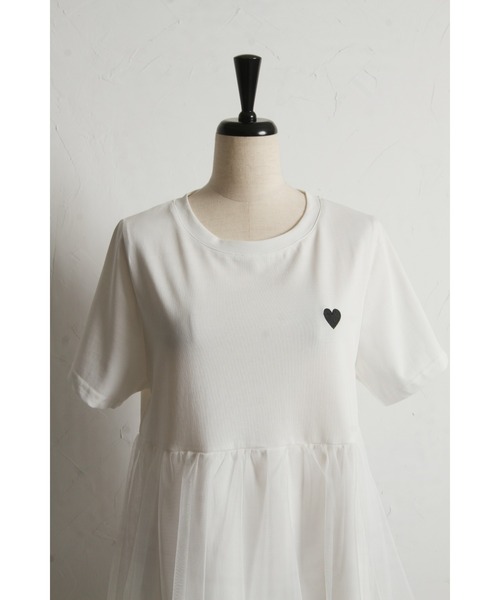 &. NOSTALGIA(アンドドットノスタルジア)の「【ZOZO限定】チュールバルーンハート刺繍Tシャツ(Tシャツ/カットソー・レディース・ブラック/ホワイト・M)」の20枚目の写真