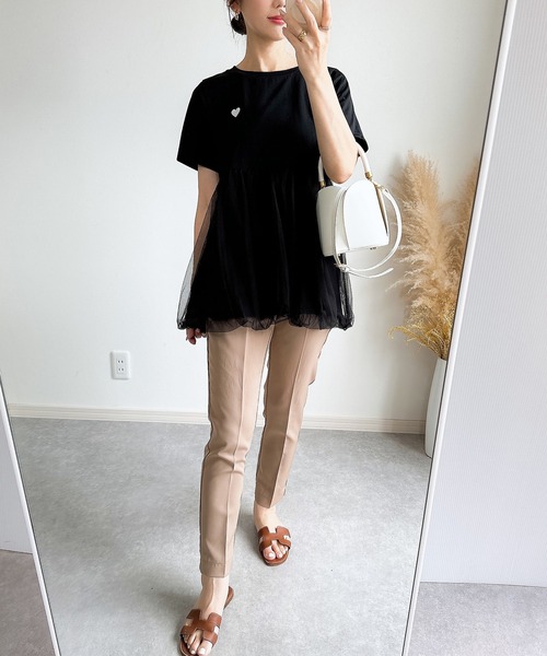&. NOSTALGIA(アンドドットノスタルジア)の「【ZOZO限定】チュールバルーンハート刺繍Tシャツ(Tシャツ/カットソー・レディース・ブラック/ホワイト・M)」の9枚目の写真