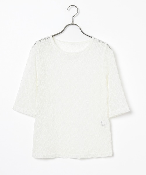Honeys(ハニーズ)の「総レーストップス(Tシャツ/カットソー・レディース・アイボリー/サックスブルー/ブラック/ブラウン・L/M/S)」の19枚目の写真