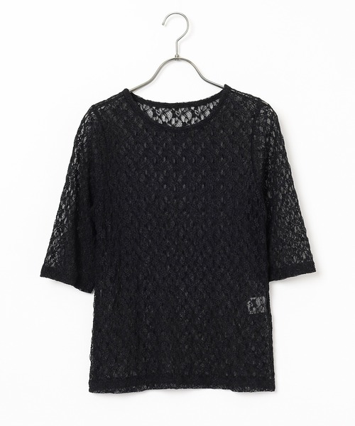 Honeys(ハニーズ)の「総レーストップス(Tシャツ/カットソー・レディース・アイボリー/サックスブルー/ブラック/ブラウン・L/M/S)」の21枚目の写真