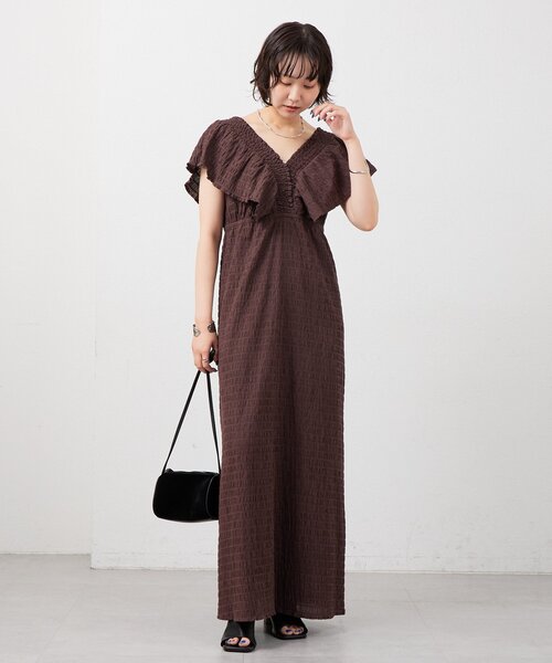 mystic（ミスティック）の「シャーリングスクエアワンピース（ワンピース・レディース・ブラック/オフホワイト/グリーン/ブラウン・1/2）」の3枚目の写真