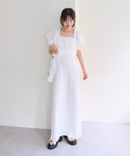 mystic ワンピース シャーリングスクエアワンピース(ワンピース)|mystic