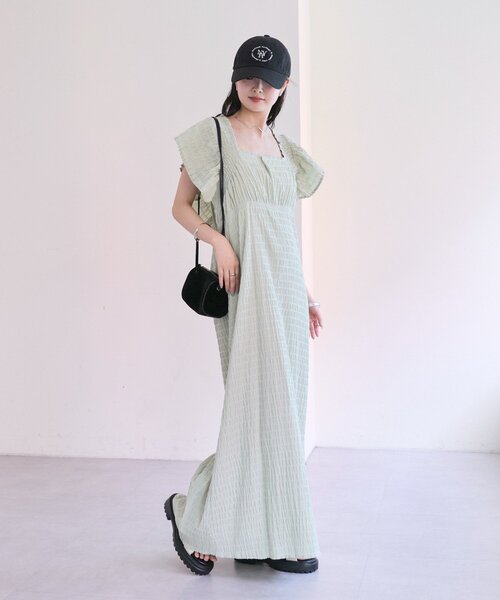 ワンピース sally シャーリングスクエアワンピース（ワンピース）｜mystic