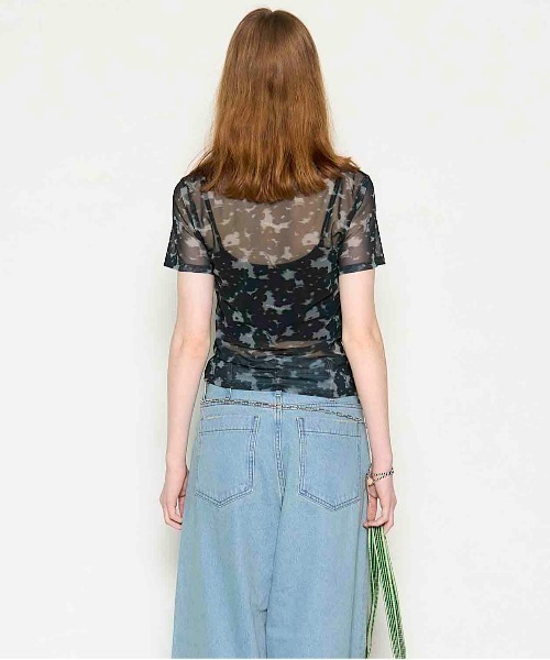 PISCESS×MAISON SPECIAL】Flower Camo Mesh Sheer Top/フラワー