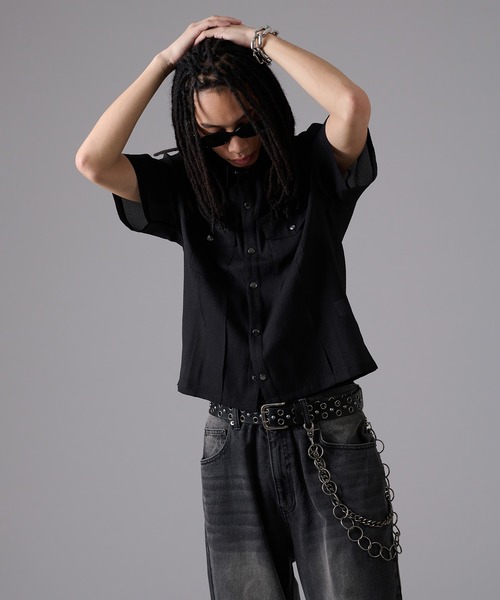 ANDER HUNK（アンダーハンク）の「Sheer Shirt Jacket / シアーシャツジャケット（シャツ/ブラウス・メンズ・ブラック・MEDIUM/LARGE）」の3枚目の写真