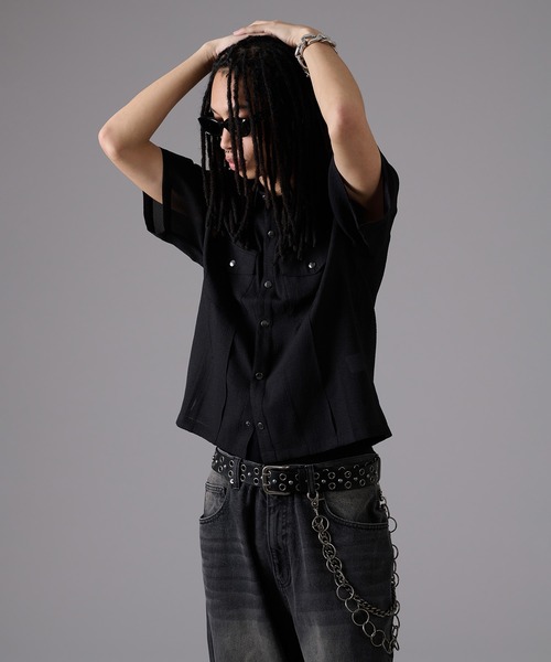 ANDER HUNK（アンダーハンク）の「Sheer Shirt Jacket / シアーシャツジャケット（シャツ/ブラウス・メンズ・ブラック・MEDIUM/LARGE）」の4枚目の写真