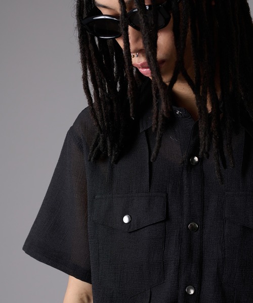 ANDER HUNK（アンダーハンク）の「Sheer Shirt Jacket / シアーシャツジャケット（シャツ/ブラウス・メンズ・ブラック・MEDIUM/LARGE）」の9枚目の写真