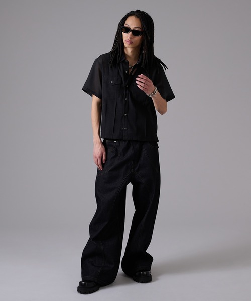 ANDER HUNK（アンダーハンク）の「Sheer Shirt Jacket / シアーシャツジャケット（シャツ/ブラウス・メンズ・ブラック・MEDIUM/LARGE）」の15枚目の写真