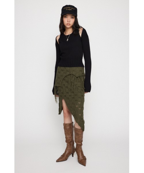 LAGUA GEM(ラグアジェム)の「RANDOM HEM KNIT スカート(スカート・レディース・カーキ/ブラック/アイボリー・SMALL/MEDIUM)」の13枚目の写真